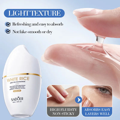 White Rice Niacinamide Serum Face Skin Brightening Moisturizer Hyaluronic Acid Korean Skin Care Product 50ML